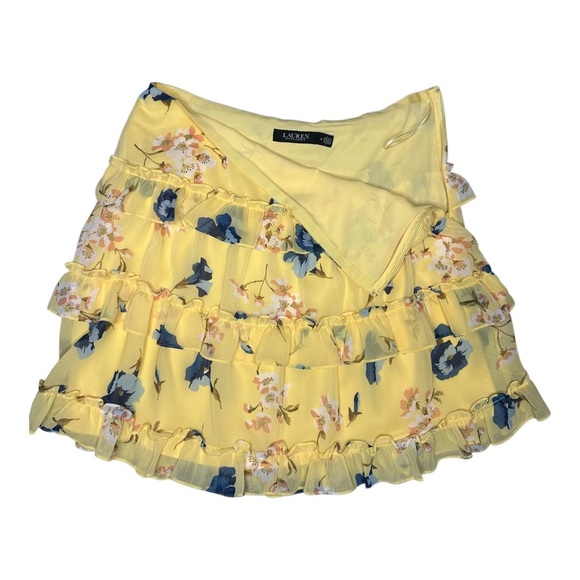 Lauren Ralph Lauren Floral Ruffle Trim Georgette Mini Skirt. Sz: 8 - Picture 7 of 7